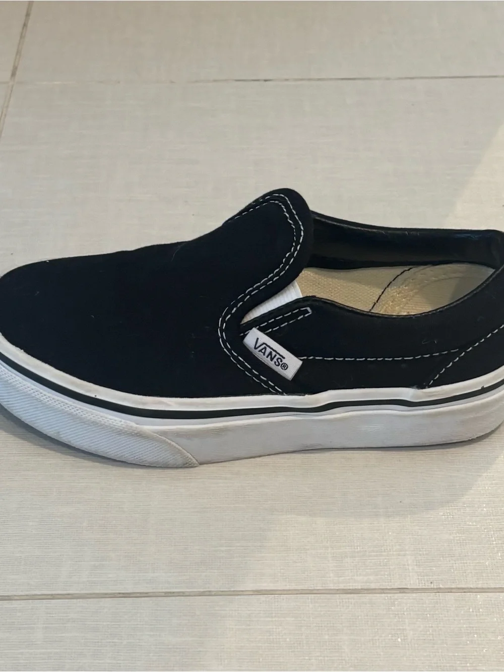 Vans Kids Black & White Slip-On Sneakers